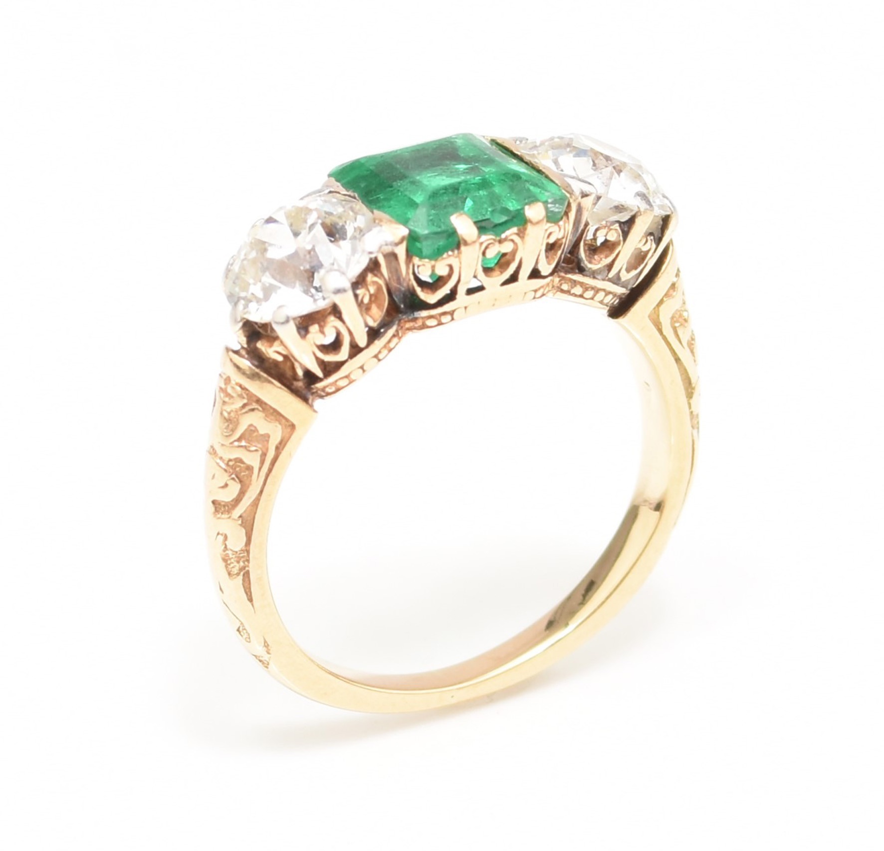 The three stone emerald and diamond ring that sold for £10,000.